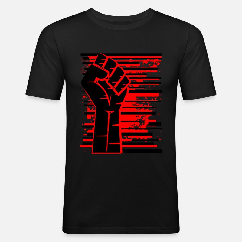 Faust rot schwarz - Männer Slim Fit T-Shirt - Schwarz