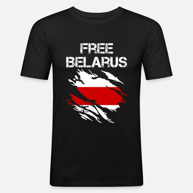 Drapeau Biélorussie Bélarus - T-shirt près du corps Homme - noir