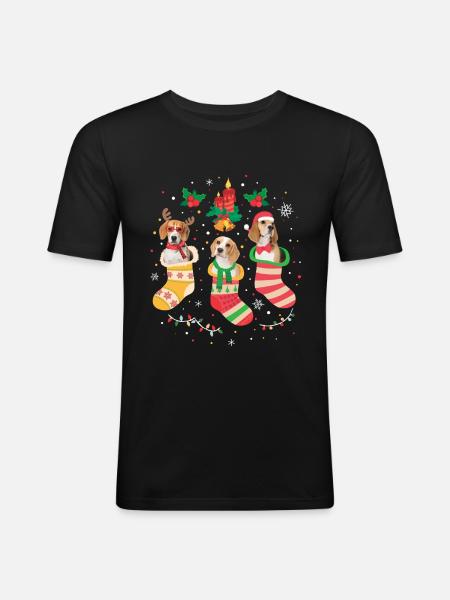 Beagle Christmas - Men's Slim Fit T-Shirt - black