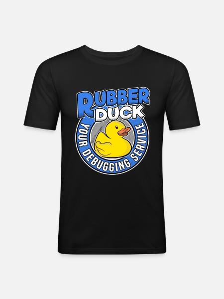 Programmierer Ente Programmieren Debugging Lustig - Männer Slim Fit T-Shirt - Schwarz