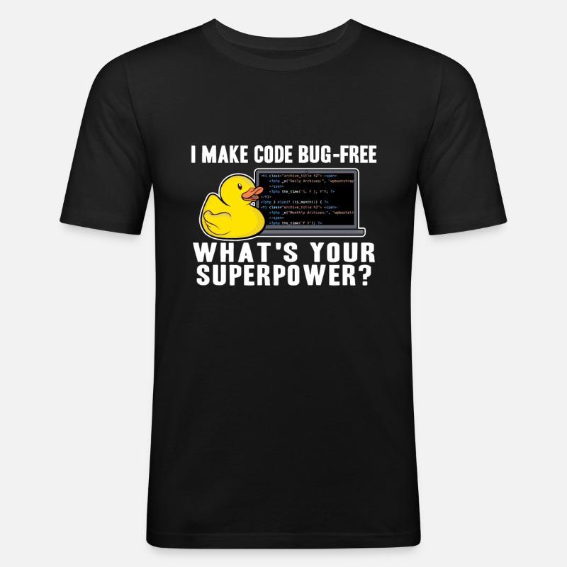 Programmierer Ente Programmieren Debugging Lustig - Männer Slim Fit T-Shirt - Schwarz