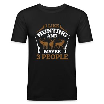 Hunter Hunting Hunting Funny Gift - Men's Slim Fit T-Shirt - black - Front - Nik (191cm)