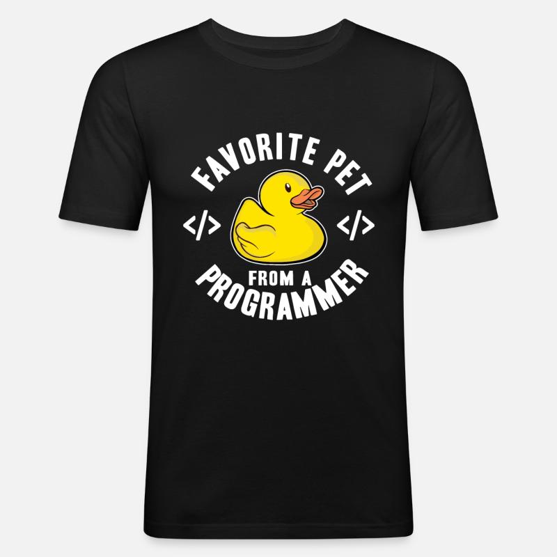 Programmierer Ente Programmieren Debugging Lustig - Männer Slim Fit T-Shirt - Schwarz