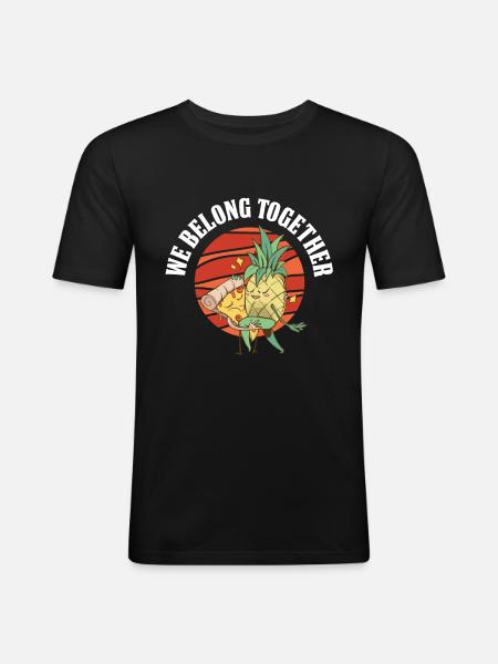 Pizza Pineapple Pizza - Men's Slim Fit T-Shirt - black
