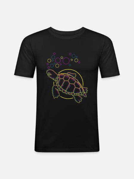 Tortue - T-shirt près du corps Homme - noir