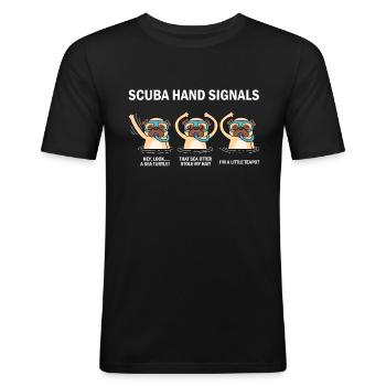 Scuba Hand Signalen Scuba Diving Gift - Mannen slim fit T-shirt - zwart - Voor - Nik (191cm)