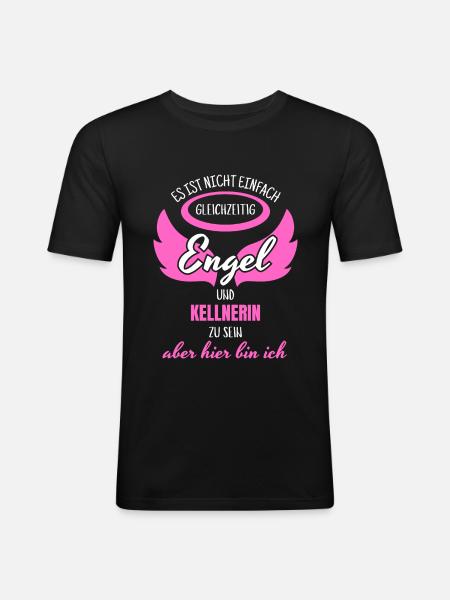 Kellnerin Engel - Männer Slim Fit T-Shirt - Schwarz