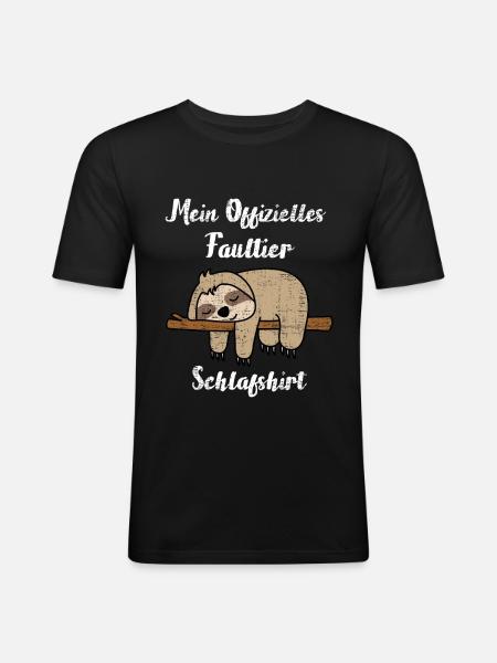 Faultier Schlafshirt - Männer Slim Fit T-Shirt - Schwarz