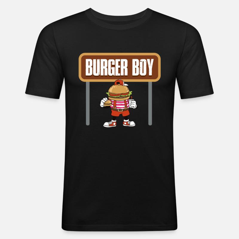 Burger Boy Burger Geschenk - Männer Slim Fit T-Shirt - Schwarz