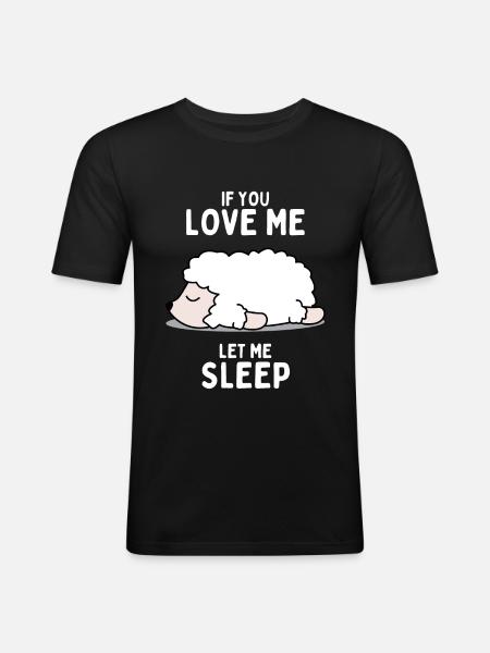 Sleeping Sheep Funny Gift - Men's Slim Fit T-Shirt - black