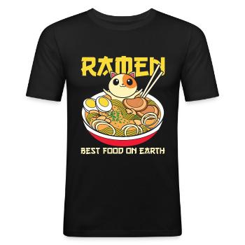 Anime Japan Kawaii Geschenk Ramen - Männer Slim Fit T-Shirt - Schwarz - Vorne - Nik (191cm)