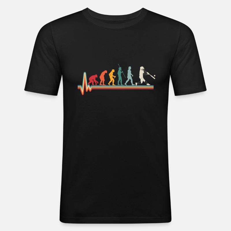 Evolution Heartbeat Baseball Softball Gift - Men's Slim Fit T-Shirt - black
