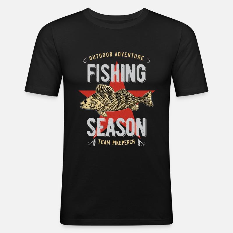 Zander Pikeperch - Männer Slim Fit T-Shirt - Schwarz