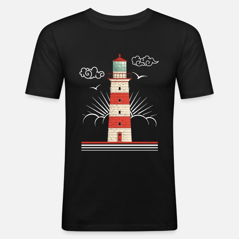 Leuchtturm - Männer Slim Fit T-Shirt - Schwarz
