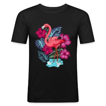 Tropischer Vogel Tierliebhaber Geschenk Flamingo - Männer Slim Fit T-Shirt - Schwarz - Vorne - Nik (191cm)