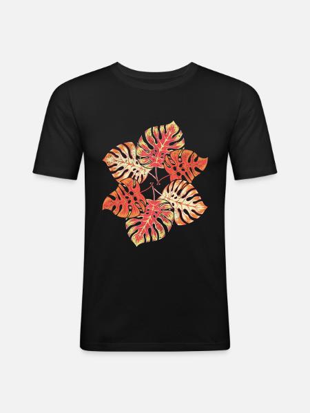 Tropical Plant Monstera Leaves Monstera - Men's Slim Fit T-Shirt - black