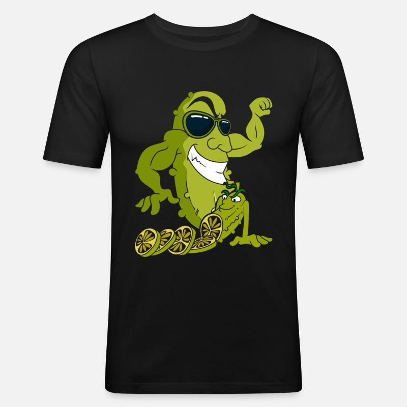 Gurke - Männer Slim Fit T-Shirt - Schwarz