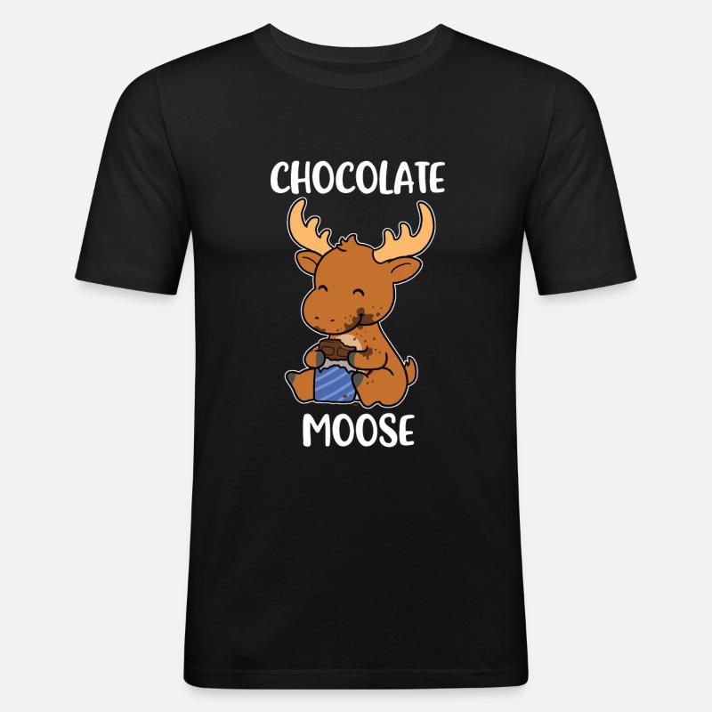 Chocolate Moose Elch Geschenk - Männer Slim Fit T-Shirt - Schwarz