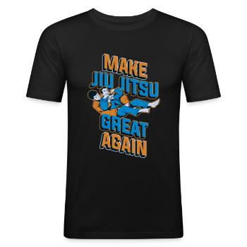 Rendre le Jiu Jitsu Grand Encore Cadeau Jiu Jitsu - T-shirt près du corps Homme - noir - Devant - Nik (191cm)