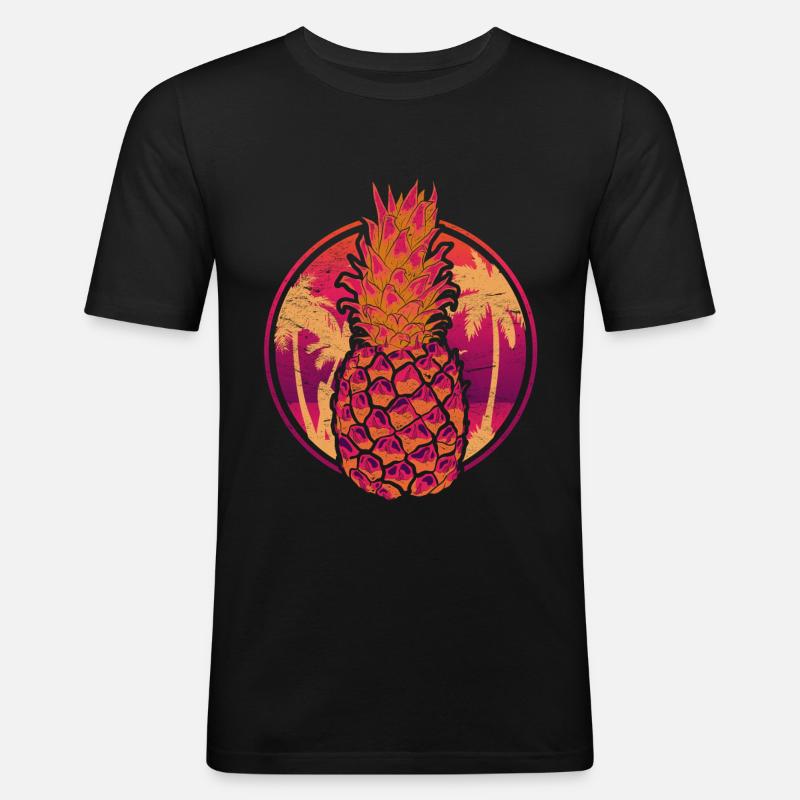 Summer Fruit Tropical Fruit Pineapple - Men's Slim Fit T-Shirt - black