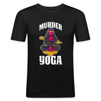 Meurtre Yoga BJJ Jiu Jitsu Cadeau - T-shirt près du corps Homme - noir - Devant - Nik (191cm)