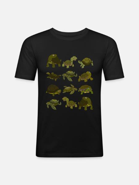 Schildkröte - Männer Slim Fit T-Shirt - Schwarz