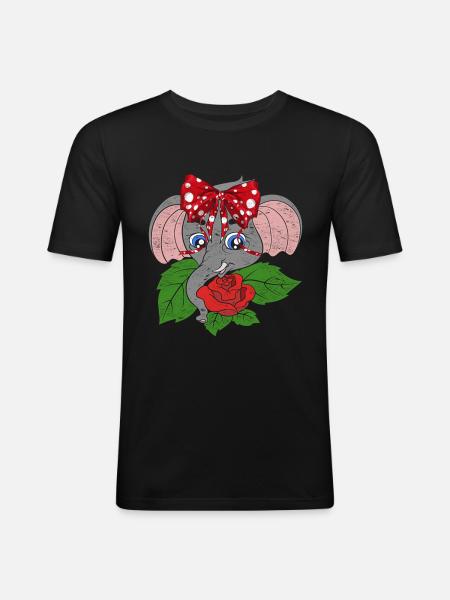 Éléphant - T-shirt près du corps Homme - noir