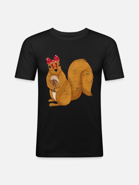 Écureuil - T-shirt près du corps Homme - noir