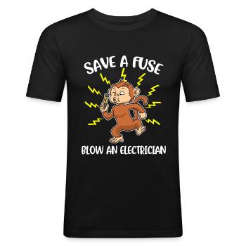 Save A Fuse Electrician Gift - Men's Slim Fit T-Shirt - black - Front - Nik (191cm)
