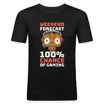 Weekend Forecast Gaming Gambler Gift - Men's Slim Fit T-Shirt - black - Front - Nik (191cm)