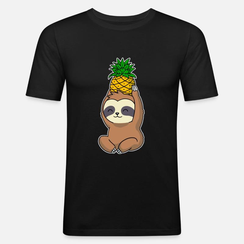 Pineapple Sloth Pineapple Gift - Men's Slim Fit T-Shirt - black