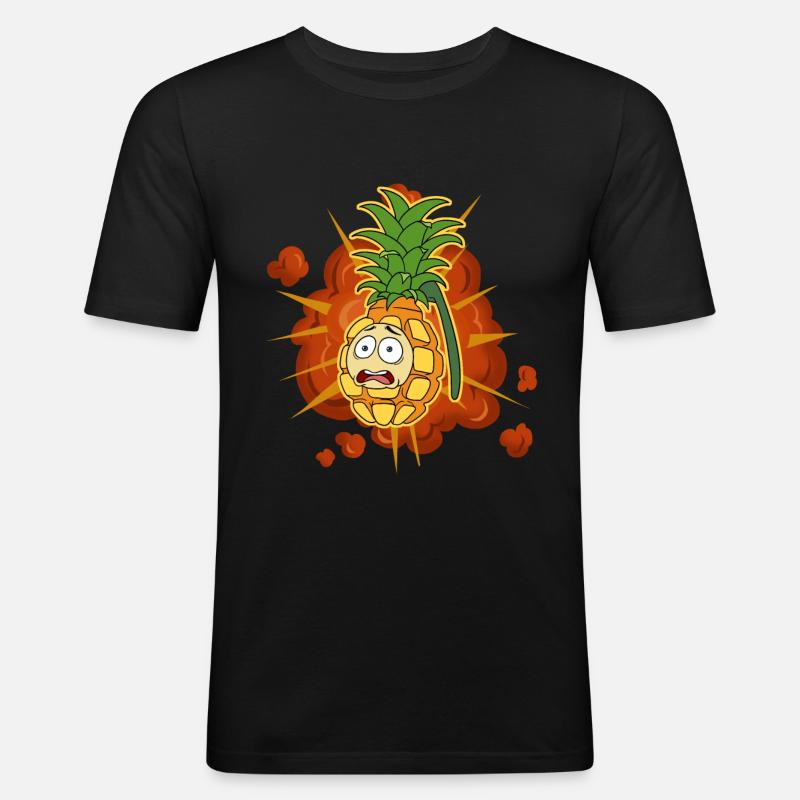 Pineapple Grenade Ananas Geschenk - Männer Slim Fit T-Shirt - Schwarz