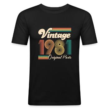 Vintage 1981 40e anniversaire cadeau de quarante ans - T-shirt près du corps Homme - noir - Devant - Nik (191cm)