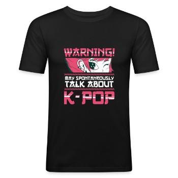 K-Pop - Männer Slim Fit T-Shirt - Schwarz - Vorne - Nik (191cm)