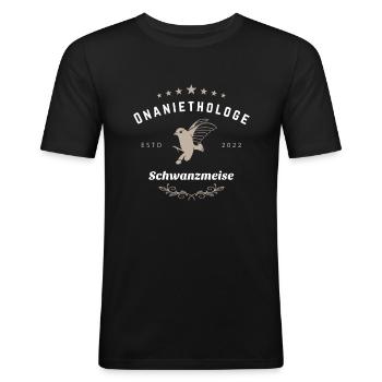 Onaniethologe Lustiger Zweideutiger Sex Spruch - Männer Slim Fit T-Shirt - Schwarz - Vorne - Nik (191cm)