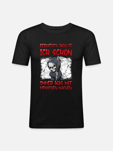schwarzer Humor, Sensenmann Geschenk - Männer Slim Fit T-Shirt - Schwarz