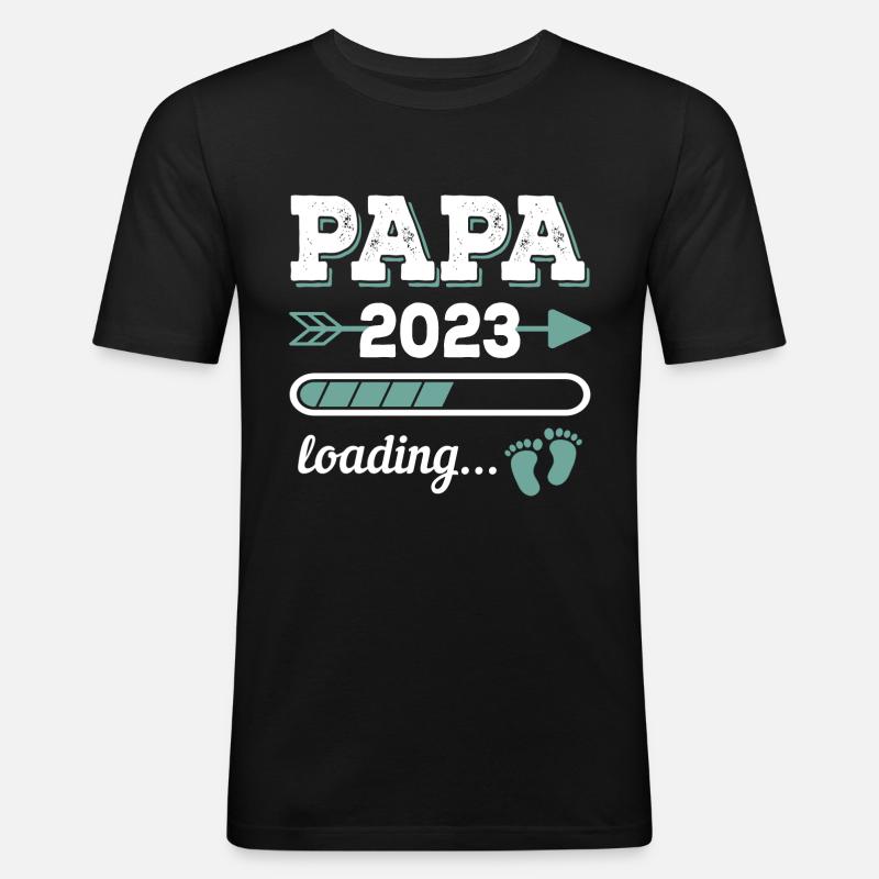 Papa 2023 Loading Geburt Schwangerschaft - Männer Slim Fit T-Shirt - Schwarz