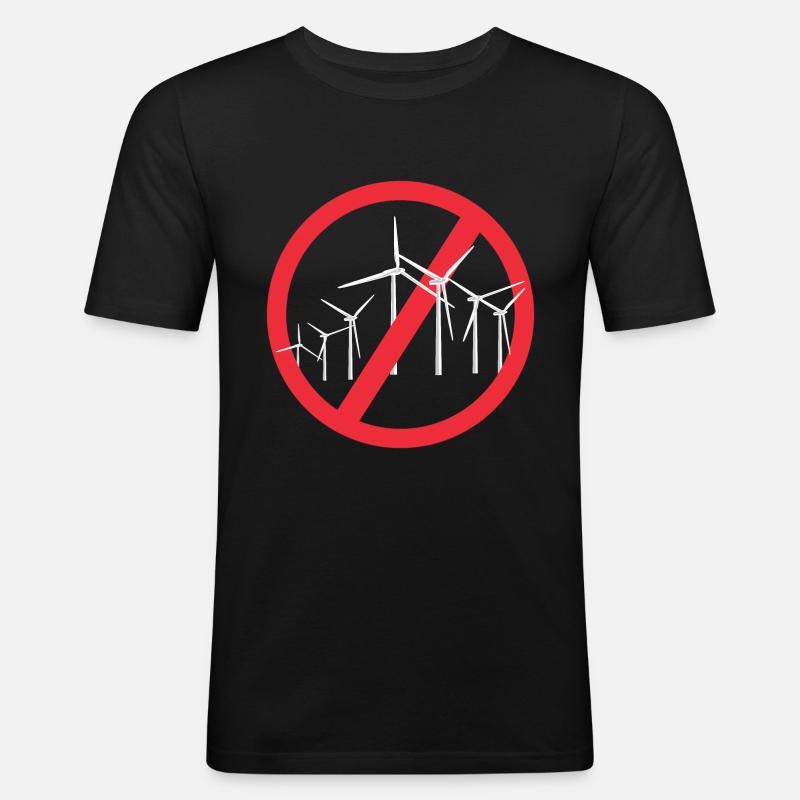 Stopp Windräder - Männer Slim Fit T-Shirt - Schwarz