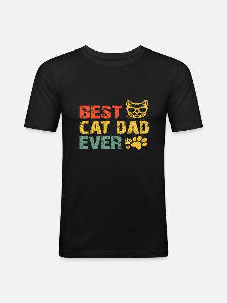 Vater der Katze - Männer Slim Fit T-Shirt - Schwarz