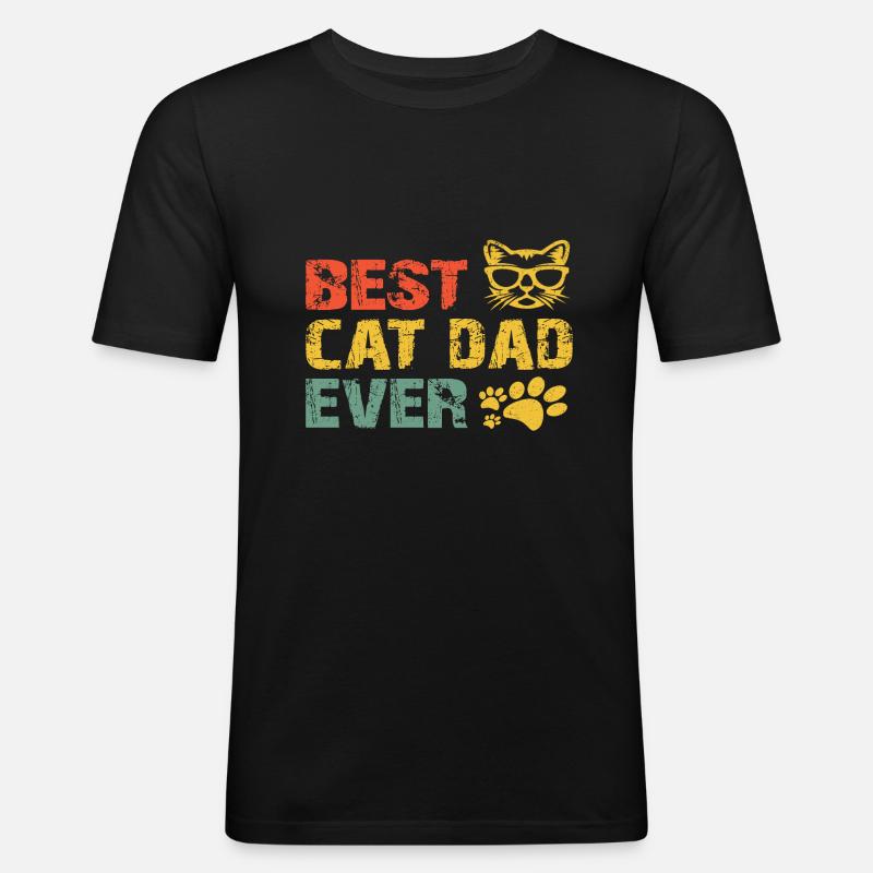Vater der Katze - Männer Slim Fit T-Shirt - Schwarz