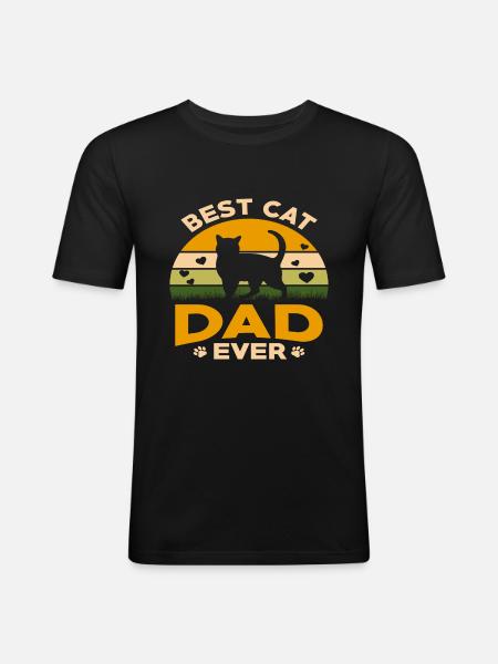 Vater der Katze - Männer Slim Fit T-Shirt - Schwarz