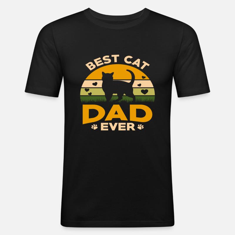 Vater der Katze - Männer Slim Fit T-Shirt - Schwarz