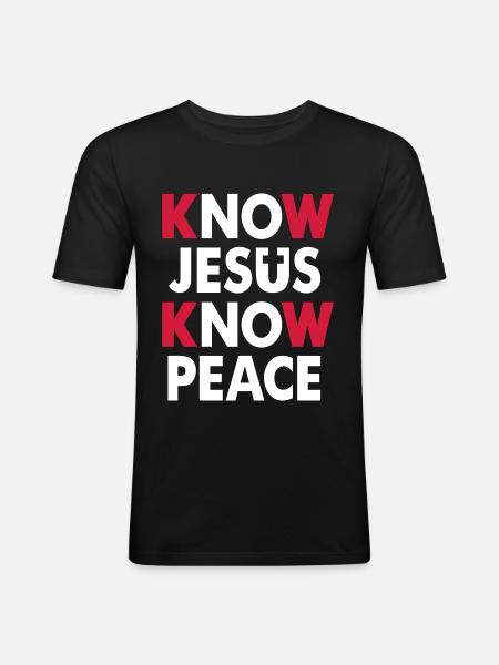 Know Jesus - Know Peace - Men's Slim Fit T-Shirt - black