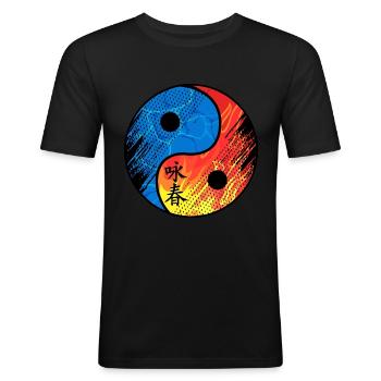 Wing Chun - Männer Slim Fit T-Shirt - Schwarz - Vorne - Nik (191cm)