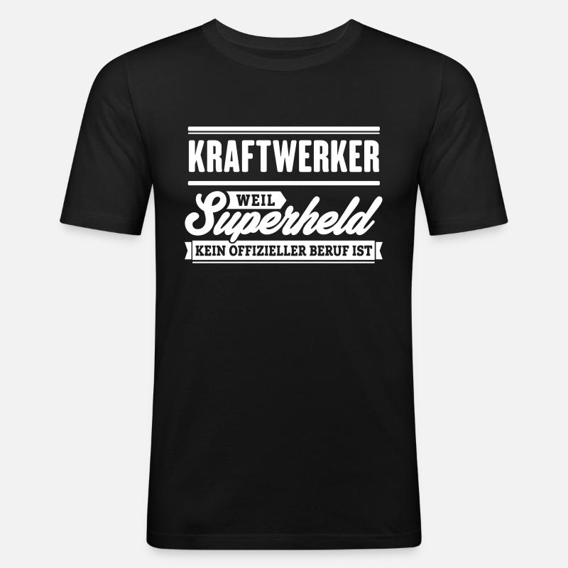 Superheld Kraftwerker - Männer Slim Fit T-Shirt - Schwarz