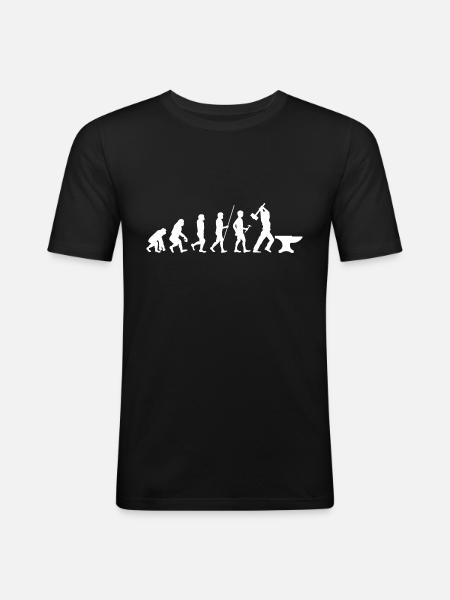 Schmied Evolution Hufschmied - Männer Slim Fit T-Shirt - Schwarz