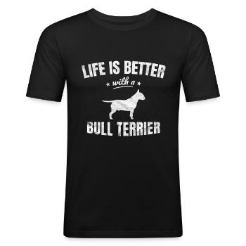 Bull Terrier Bull Terrier Funny Gift - Men's Slim Fit T-Shirt - black - Front - Nik (191cm)
