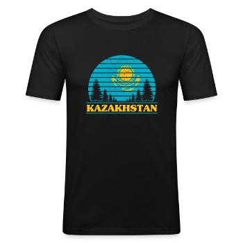 Kazakhstan - T-shirt près du corps Homme - noir - Devant - Nik (191cm)