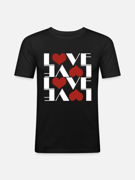 LOVE hearts - Men's Slim Fit T-Shirt - black