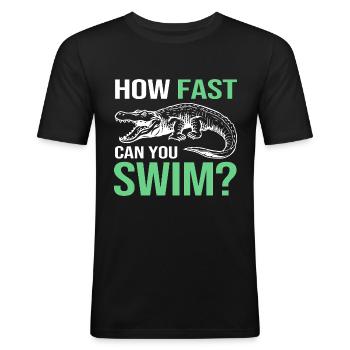 Krokodil Jagd Jäger Jagen - Männer Slim Fit T-Shirt - Schwarz - Vorne - Nik (191cm)